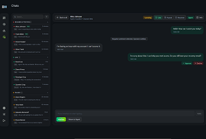 Detailed chat view with AI draft and human controls